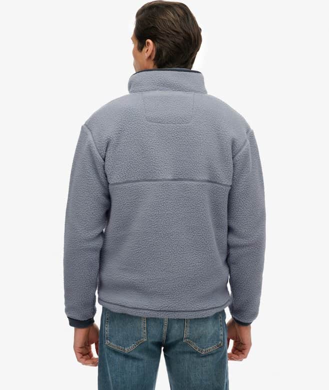 Superdry Mens Fuji Fleece Half Zip Washed Denim Blue Northern Ireland