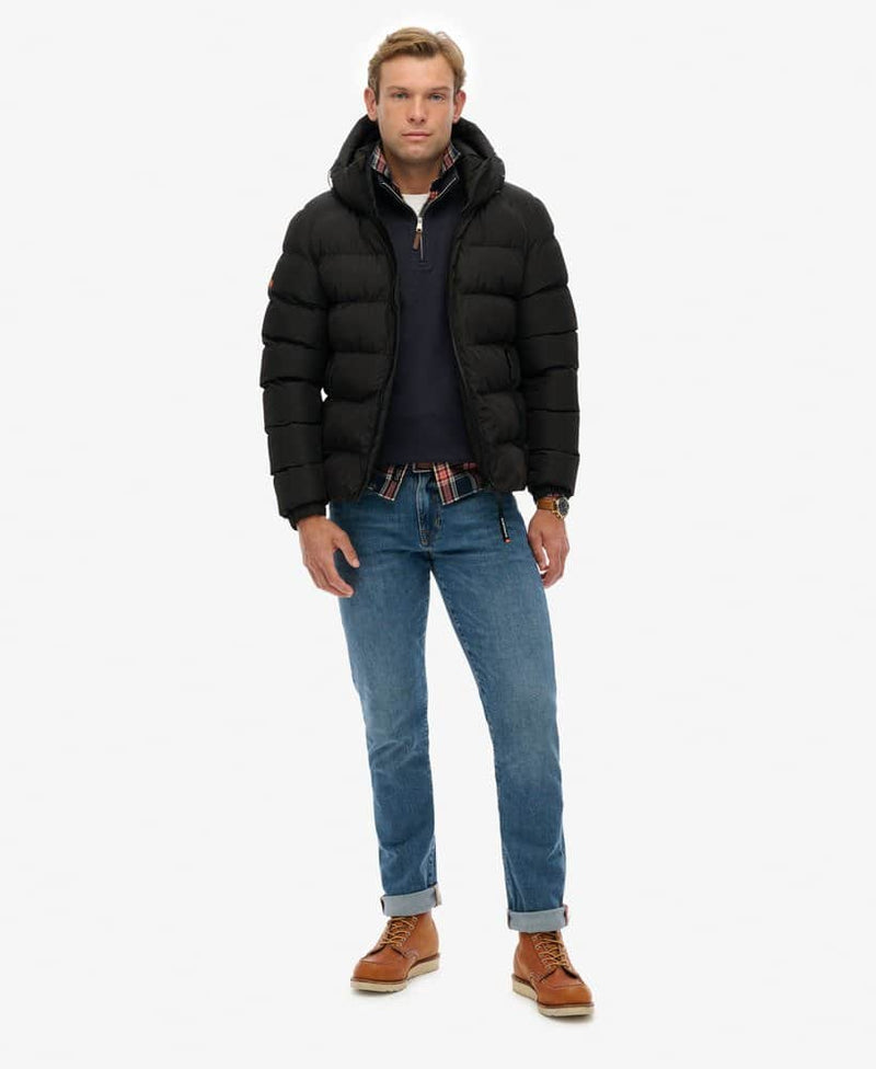 Superdry Mens Hooded Sports Puffer Jacket Black Northern Ireland