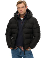 Superdry Mens Hooded Sports Puffer Jacket Black Northern Ireland
