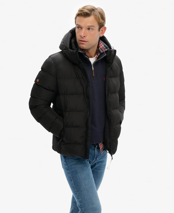 Superdry Mens Hooded Sports Puffer Jacket Black Northern Ireland