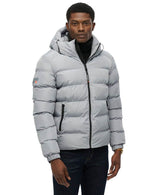 Superdry Mens Hooded Sports Puffer Jacket Washed Denim Northern