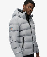 Superdry Mens Hooded Sports Puffer Jacket Washed Denim Northern