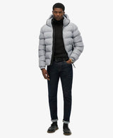 Superdry Mens Hooded Sports Puffer Jacket Washed Denim Northern
