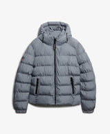 Superdry Mens Hooded Sports Puffer Jacket Washed Denim Northern
