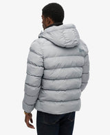 Superdry Mens Hooded Sports Puffer Jacket Washed Denim Northern