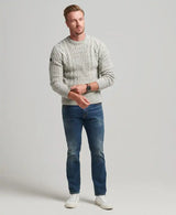 Superdry Mens Jacob Cable Knit Crew Neck Jumper Concrete Twist