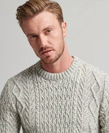 Superdry Mens Jacob Cable Knit Crew Neck Jumper Concrete Twist