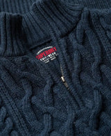 Superdry Mens Jacob Cable Knit Half Zip Indigo Northern Ireland