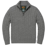 Superdry Mens Jacob Cable Knit Half Zip Jumper Mid Grey Northern