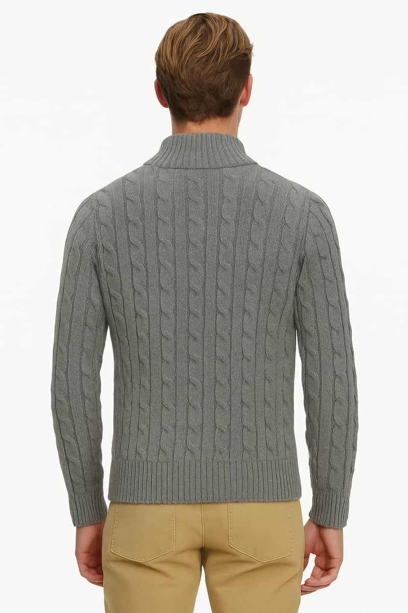 Superdry Mens Jacob Cable Knit Half Zip Jumper Mid Grey Northern