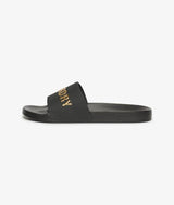 Superdry Mens Logo Pool Slides Black/Metallic Gold Northern Ireland