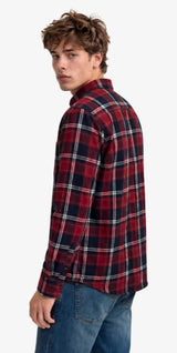 Superdry Mens Long Sleeve Cotton Lumberjack Shirt Navy/Red Northern
