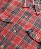 Superdry Mens Merchant Linen Check Shirt Red Check Northern Ireland
