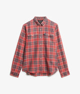 Superdry Mens Merchant Linen Check Shirt Red Check Northern Ireland