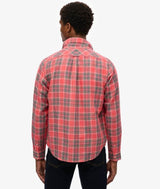 Superdry Mens Merchant Linen Check Shirt Red Check Northern Ireland