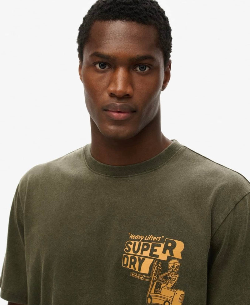 Superdry Mens Mesa Trade Tools Loose Fit T-Shirt Surplus Goods Olive