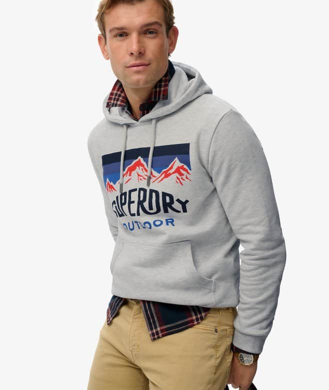 Superdry Mens Mountain Relaxed Hoodie Glacier Grey Northern Ireland