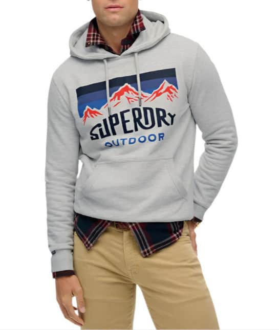 Superdry Mens Mountain Relaxed Hoodie Glacier Grey Northern Ireland