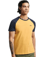 Superdry Organic Cotton Baseball T-Shirt Ochre Marl Eclipse Navy