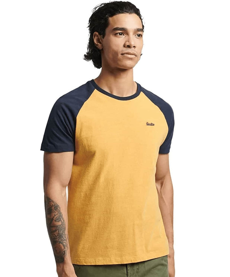 Superdry Organic Cotton Baseball T-Shirt Ochre Marl Eclipse Navy
