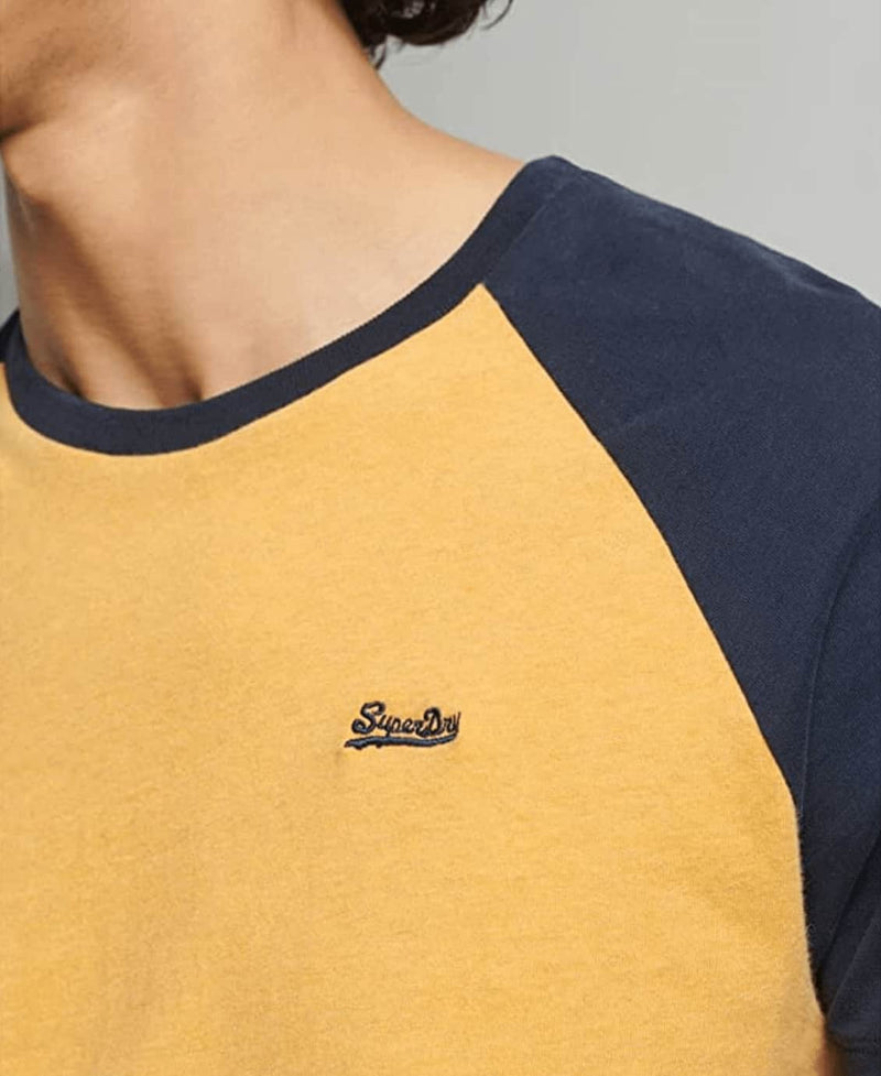 Superdry Organic Cotton Baseball T-Shirt Ochre Marl Eclipse Navy