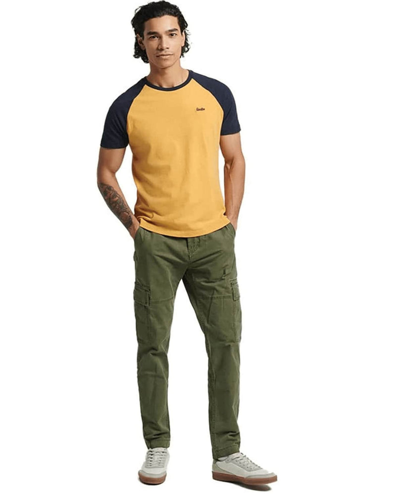 Superdry Organic Cotton Baseball T-Shirt Ochre Marl Eclipse Navy