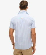 Superdry Mens Oxford Short Sleeve Shirt Broken Blue Stripe Northern