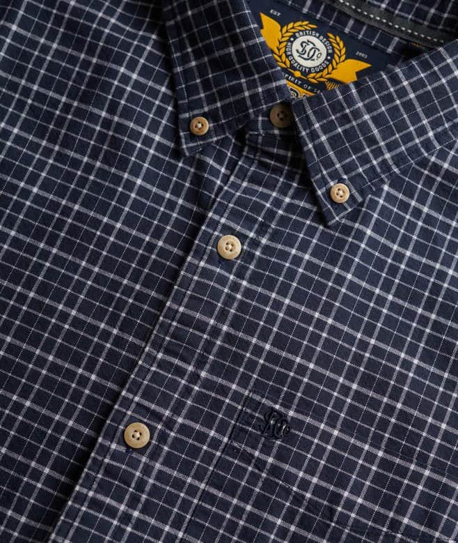 Superdry Mens Premium Check Oxford Shirt Lauren Navy Shadow Grit