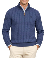 Superdry Mens Preppy Cotton Cable Half Zip Jumper Soft Navy Northern