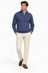 Superdry Mens Preppy Cotton Cable Half Zip Jumper Soft Navy Northern
