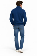 Superdry Mens Preppy Essential Cotton Half Zip Jumper Pilot Blue Marl