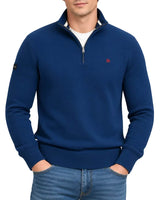 Superdry Mens Preppy Essential Cotton Half Zip Jumper Pilot Blue Marl