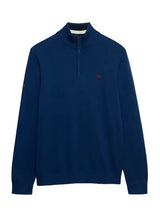 Superdry Mens Preppy Essential Cotton Half Zip Jumper Pilot Blue Marl