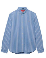 Superdry Mens Preppy Oxford Long Sleeve Shirt Twin Chalk Blue Stripe