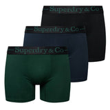 Superdry Mens SD CO Boxers 3 Pack Black/Navy/Enamel Green Northern