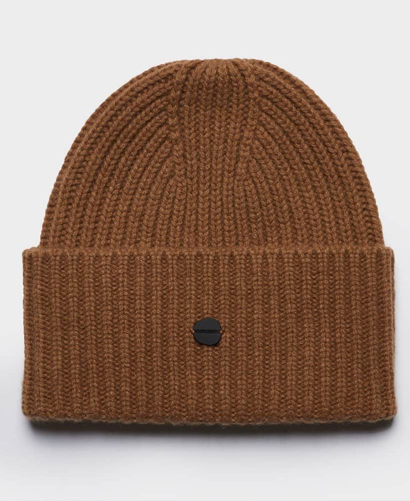 Superdry Mens Studios Premium Ribbed Beanie Hat Camel Ballynahinch