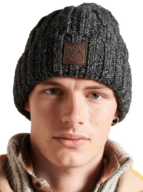 Superdry Trawler Cable Beanie Charcoal - Clothes Shoes & 