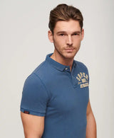 Superdry Mens Vintage Athletic Polo Shirt Voltage Blue Northern