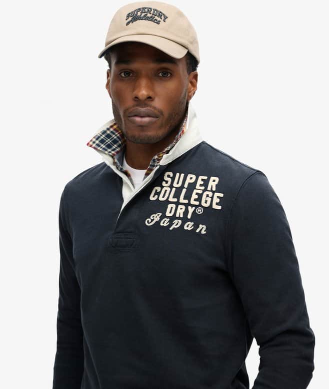 Superdry Mens Vintage Athletic Rugby Top Eclipse Navy Northern