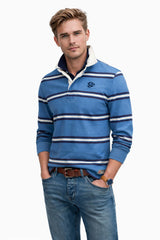 Superdry Mens Vintage Athletic Stripe Rugby Top Blue Stripe Northern
