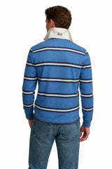 Superdry Mens Vintage Athletic Stripe Rugby Top Blue Stripe Northern