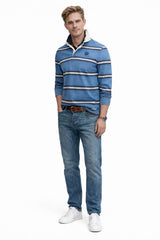 Superdry Mens Vintage Athletic Stripe Rugby Top Blue Stripe Northern