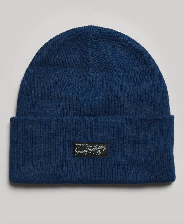 Superdry Mens Vintage Classic Knitted Beanie Marine Blue Northern