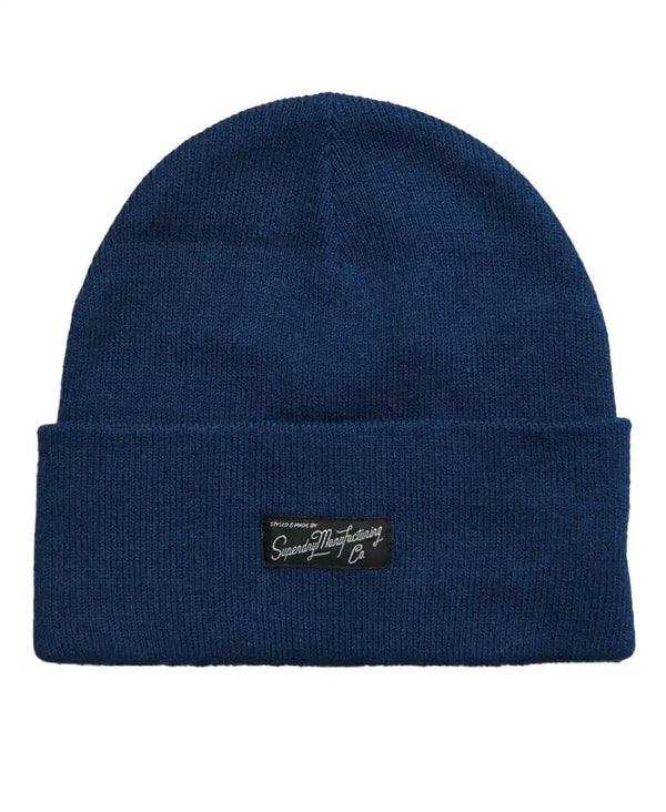 Superdry Mens Vintage Classic Knitted Beanie Marine Blue Northern