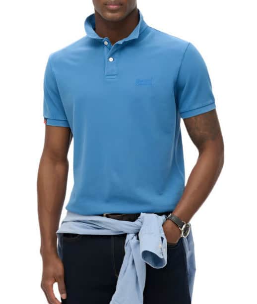 Superdry Mens Vintage Destory Polo Shirt Blue Lagoon Northern Ireland