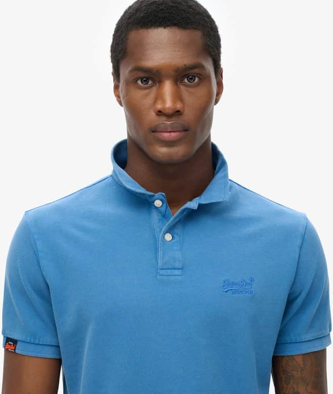 Superdry Mens Vintage Destory Polo Shirt Blue Lagoon Northern Ireland