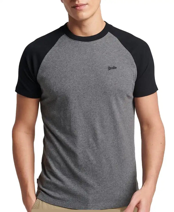 Superdry Men’s Vintage Logo Baseball T-Shirt Charcoal Grey/Black