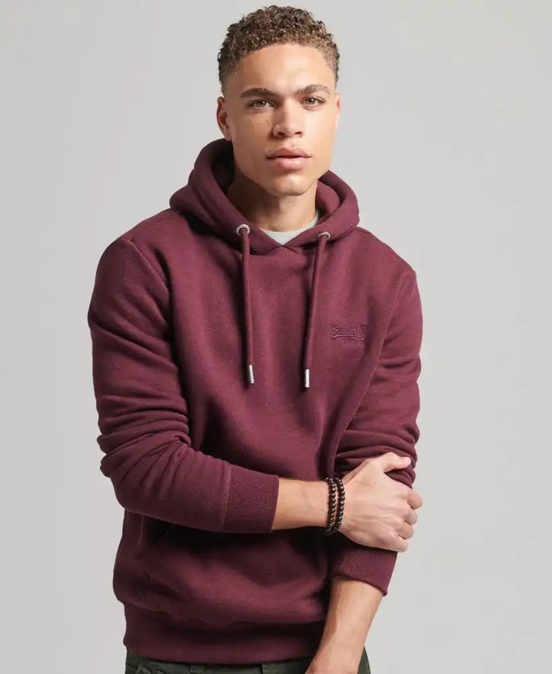 Superdry Vintage Logo Embroidered Hoodie Track Burgundy Marl