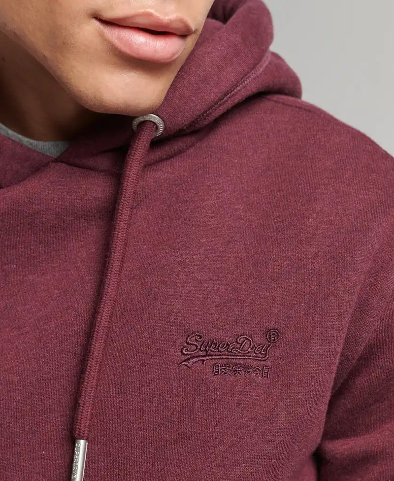 Superdry Vintage Logo Embroidered Hoodie Track Burgundy Marl