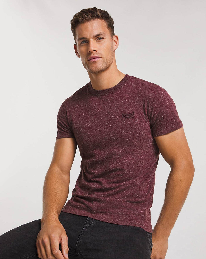 Superdry Men’s Vintage Logo Embroidered T-Shirt Burgundy Heather